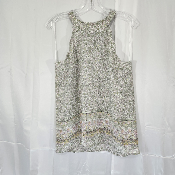 Monteau Size Medium Floral Print Top in Green and Pink - Picture 1 of 7